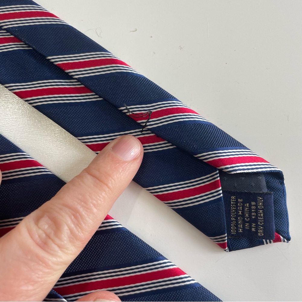U.S. Polo Assn. Blue Tie with Red and White Stripes Patriotic Classic - Picture 7 of 7
